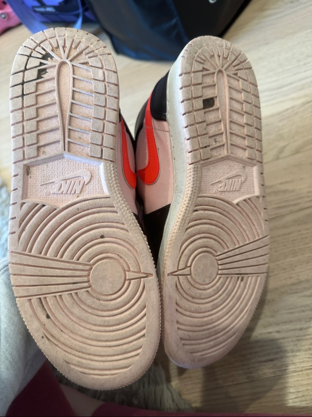 Jordan Kids High-Top Sneakers in Pink, Black & Orange - Picture 3 of 5